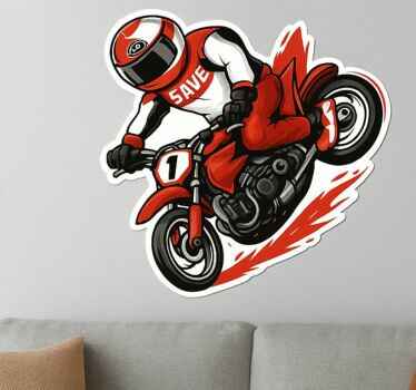 Motorbike sticker red rider spray - TenStickers