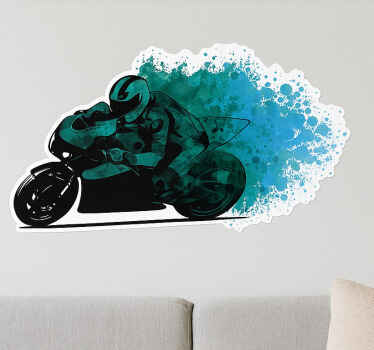 Motorbike sticker azure splash rider - TenStickers