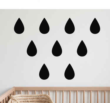 Nursery wall art sticker black animated raindrops - TenStickers