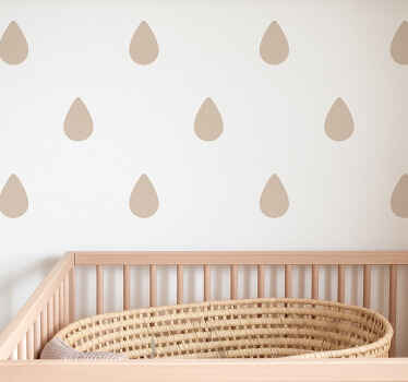 Nursery wall art sticker beige animated raindrops - TenStickers