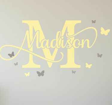 Nursery wall art sticker cursive custom name yellow - TenStickers