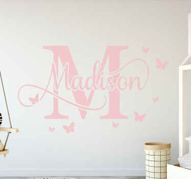 Nursery wall art sticker cursive custom name in pink - TenStickers