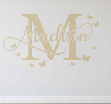 Nursery wall art sticker cursive custom name beige - TenStickers