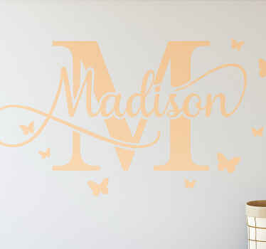Nursery wall art sticker cursive custom name orange - TenStickers