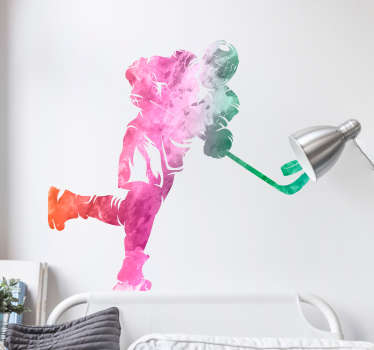 Watercolour Hockey Player Home Wall Sticker - TenStickers