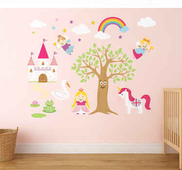 Nursery wall art sticker pink pony princess realm - TenStickers