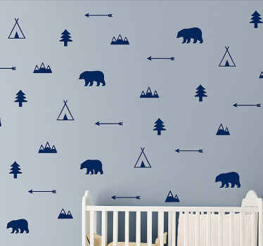Nursery wall art sticker nordic woodland animals navy - TenStickers