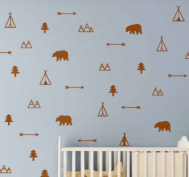 Nursery wall art sticker nordic woodland animals brown - TenStickers