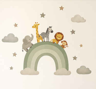 Autocolante animal aventuras arco-íris legais - TenStickers