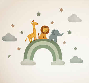 Nursery room wall decal calming animal rainbow journey - TenStickers