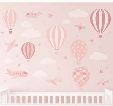 Nursery room wall decal baby pink aeronautics - TenStickers