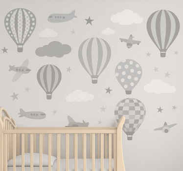 Nursery room wall decal grey aeronautics design - TenStickers