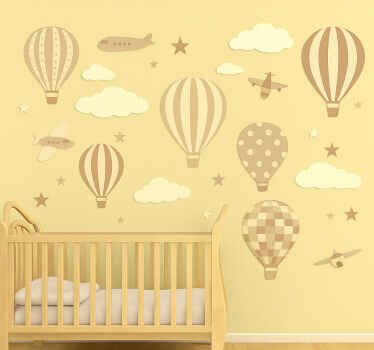 Nursery room wall decal pastel yellow aeronautics - TenStickers