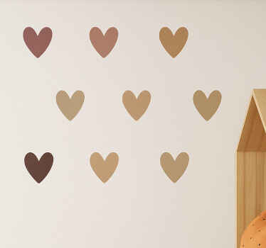 Nursery room wall decal boho autumn brown hearts - TenStickers
