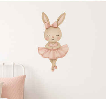 Nursery room wall decal adorable pink bunny dancers - TenStickers