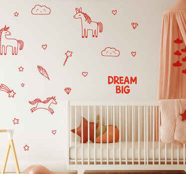 Nursery wall sticker red dream big at night - TenStickers
