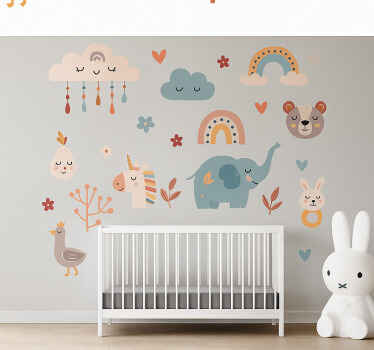 Nursery wall sticker cute calm forest animals - TenStickers