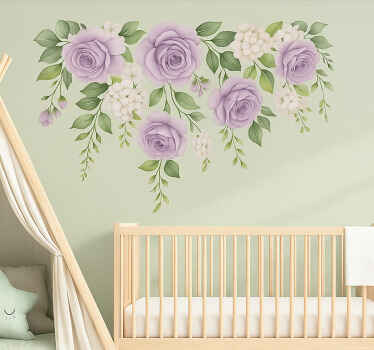 Nursery wall sticker hanging lilac rose vines - TenStickers