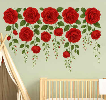 Nursery wall sticker hanging red rose vines - TenStickers