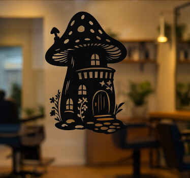 Window sticker fairytale mushroom house - TenStickers