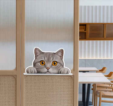 Peeking curious cat window sticker - TenStickers