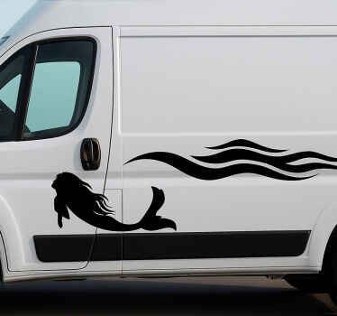 Campervan decal mermaid wave - TenStickers