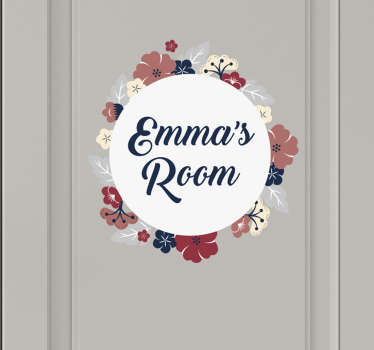 Flower Crown with Text Door Sticker - TenStickers