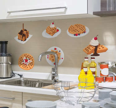 Sticker Cuisine Dessins petites gauffres - TenStickers