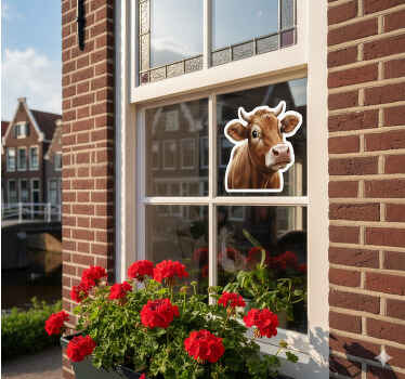Curious country cow window sticker - TenStickers