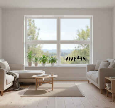 창 스티커 새들이 줄에 있는 모습 - TenStickers