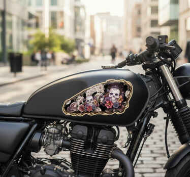 Pegatina moto jinete de rosa muerta - TenVinilo