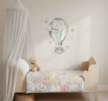 Sticker illustration of balloon with rabbit and name - TenStickers