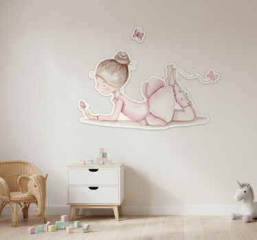 Naklejka na ścianę dla dzieci baletnica z motylkami - TenStickers