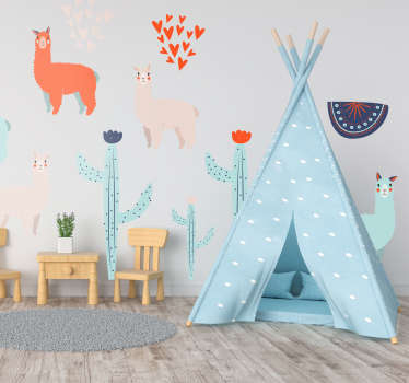 動物 シール カラフルなアルパカのイラスト - TENSTICKERS