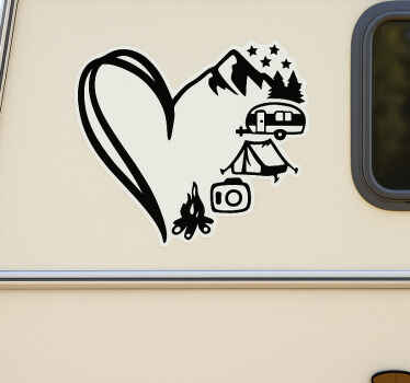Campervan decal adventure heart design - TenStickers
