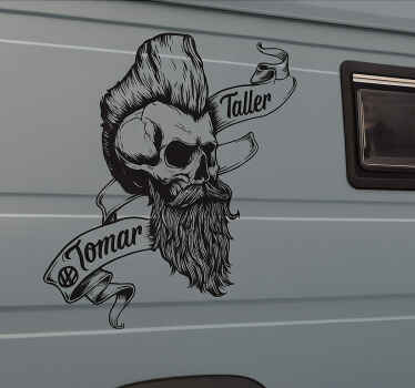 Vinilo autocaravana calavera hombre rugoso - TenVinilo