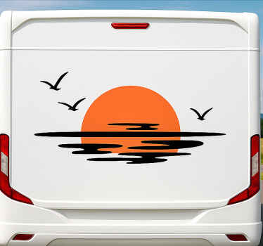 Campervan decal orange sunset - TenStickers