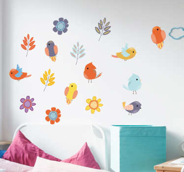 spring birds set bird wall sticker - TenStickers