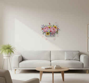 Vinilo bici cesta de flores elegante - TenVinilo