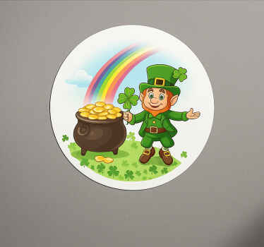 St patricks day sticker lucky golden pot leprechaun - TenStickers