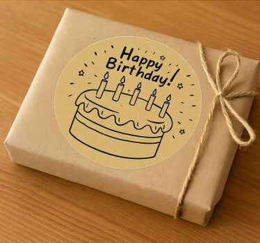 Naklejka urodzinowa minimalistyczny prezent tortowy - TenStickers