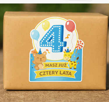 Naklejka urodzinowa mam 4 lata - TenStickers