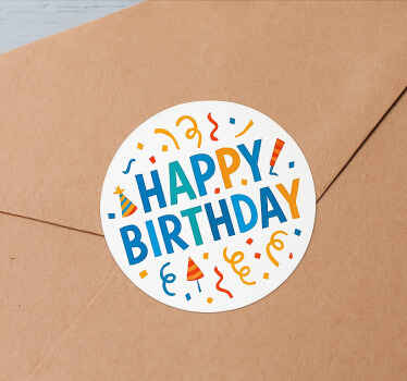 Naklejka urodzinowa klasyczne szczęśliwych urodzin - TenStickers