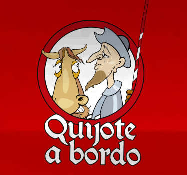 Pegatina para coche Don Quijte a bordo - TenVinilo
