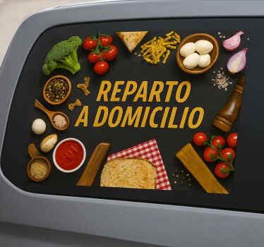 Pegatina coche personalizada entrega a domicilio gastronómica - TenVinilo