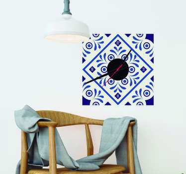 Sticker klok Klok sticker delfts blauw - TenStickers