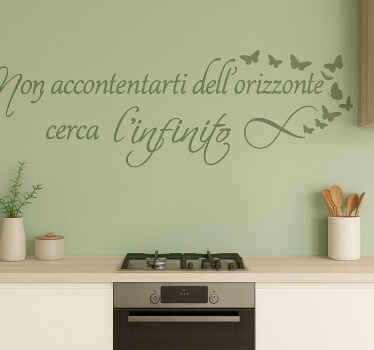 Adesivo per parete verde salvia testo elegante "cerca infinito" - TenStickers