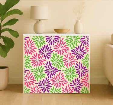 Adhésif meuble motif floral coloré - TenStickers