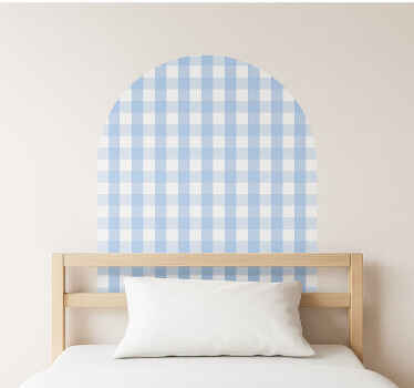 Adesivo a parete arco a quadretti blu pastello - TenStickers