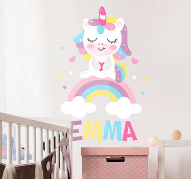 Sticker Maison Licorne Endormie Personnalisée - TenStickers
